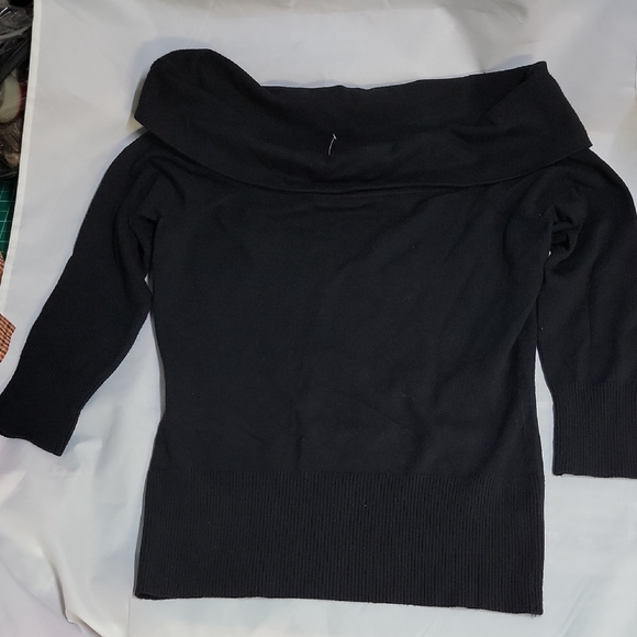 LOFT Black Off-the-Shoulder Sweater Petite S - Picture 1 of 4